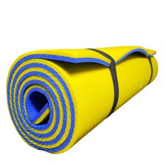 Каремат коврик для йоги 1800×600×12мм, "Карпаты" двухслойный, сине/желтый