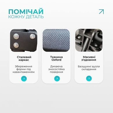 Туристическая раскладушка 190&times;66&times;38 см, складная походная кровать до 200 кг, кемпинг раскладушка, серая EF-2850-GY