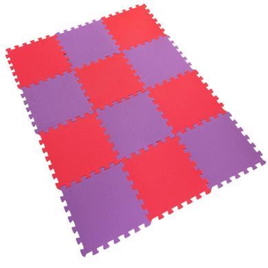 Детский коврик пазлы EVA, 12 элементов, 30&times;30 см, толщина 10 мм, Красный/Фиолетовый