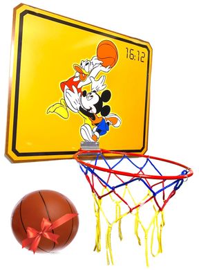 Дитячий баскетбольний щит 620х500 мм із кошиком і сіткою, "Мікі Маус", NEWDAY