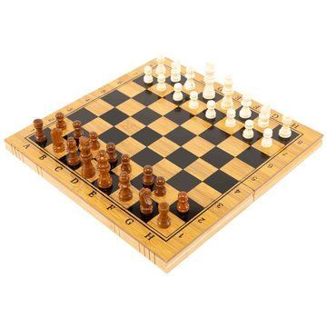Шахматы, шашки, нарды 3 в 1 деревянные, настольная игра 34&times;34 см, бамбуковая доска A3135