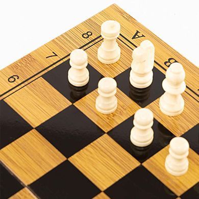 Шахи, шашки, нарди 3 в 1 дерев'яні, настільна гра 34&times;34 см, бамбукова дошка A3135