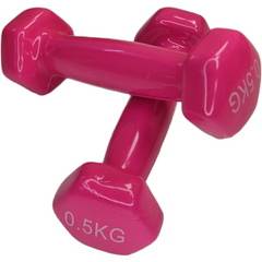 Гантели детские по 0,5 кг для фитнеса с виниловым покрытием 2 шт, 1 пара общий вес 1 кг, розовые