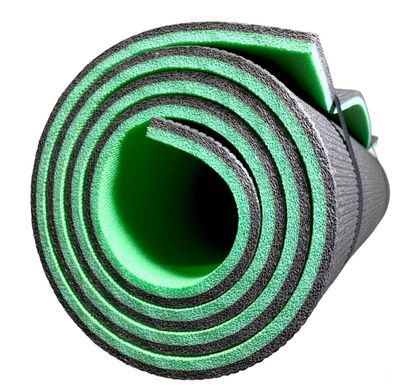 Каремат для йоги 1800х600х12мм, Карпати двошаровий, зелений/сірий