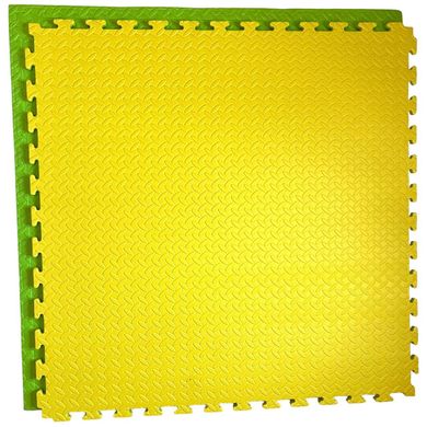 Мати татамі пазли EVA 100х100х2см, жовтий/зелений, покриття для дитячої ігрової зони, спортзалу, садочка, школи