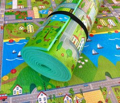 Детский 3D коврик 4000×1200×8мм «Парковый городок» теплоизоляционный и развивающий игровой коврик.