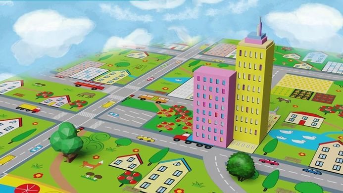 Дитячий 3D-килимок 4000×1200×8 мм «Паркове містечко» теплоізоляційний і розвивальний ігровий килимок., NEWDAY