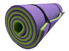 Двошаровий товстий килимок 16 мм похідний для туризму 1800х600 мм, фіолетовий/лайм, "Еверест", NEWDAY