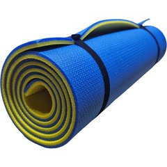 Каремат для йоги и фитнеса 1800×600×10мм, "Фитнес премиум", двухслойный, желтый/синий коврик, Турция