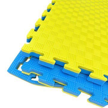 Мат татами EVA 100&times;100&times;2,5 см, жёлто-синий, для детской игровой зоны, спортзала, сада, школы