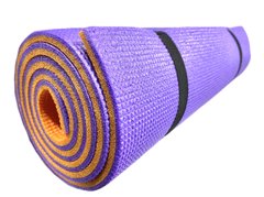 Килимок туристичний двошаровий похідний каремат 1800х600х10 мм, фіолетовий/жовтогарячий