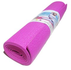 Профессиональный нескользящий коврик для йоги и фитнеса 1730х610х6мм прорезиненный розовый