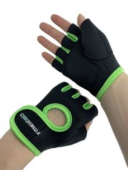 Перчатки для фитнеса размер XL, обхват ладони без большого пальца 25 - 27 см, черно - салатовый