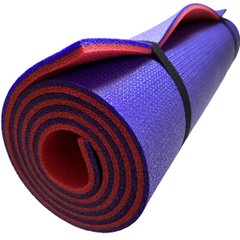 Коврик для йоги и фитнеса 1800×600×10мм, "Фитнес премиум", двухслойный каремат, фиолетовый/красный, Турция