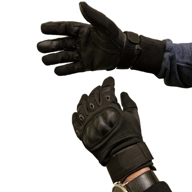Перчатки тактические черные с закрытыми пальцами размер XL, обхват ладони 22-24см, BC-8798
