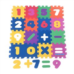 Детский развивающий коврик-пазл "Веселая математика" 16 элементов