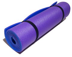 Килимок каремат для йоги та фітнесу 1800×600×8мм, "Спорт", двошаровий, фіолетовий/синій