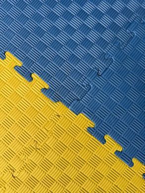 Мат татамі жовто-синій, ластівчин хвіст 1000х1000х20мм EVA спортивні мати даянги, NEWDAY
