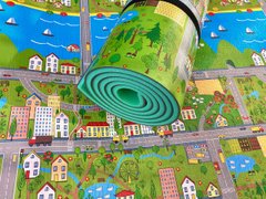 Дитячий килимок 3000×1200×11мм, «Паркове містечко», теплоізоляційний, розвиваючий ігровий килимок., NEWDAY