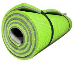 Двошаровий товстий килимок 16 мм похідний для туризму 1800х600 мм, салатовий/сірий, "Еверест", Вердани