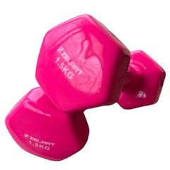 Гантели розовые виниловые 2шт, 1пара по 1,5кг общий вес 3кг для фитнеса с виниловым покрытием гантельки