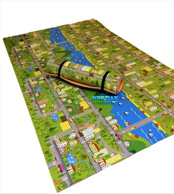 Детский коврик 3000×1200×11мм, «Парковый городок», теплоизоляционный, развивающий, игровой коврик.