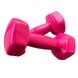 Гантели розовые виниловые 2шт, 1пара по 1,5кг общий вес 3кг для фитнеса с виниловым покрытием гантельки
