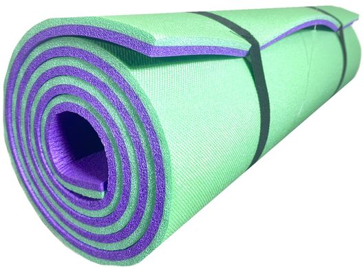 Каримат для йоги 1800×600×12 мм, "Карпати" двошаровий, зелений/фіолетовий, NEWDAY