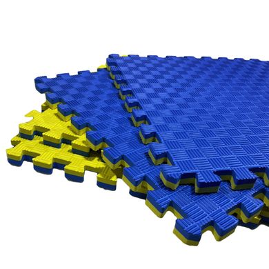 Килимок-пазл "EVA", набір 8 елементів 500х500х20 мм, площа 2 м2. Жовто-синій, NEWDAY