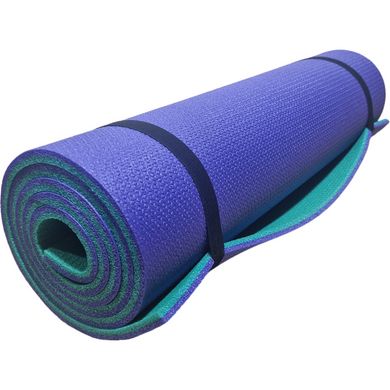 Килимок каремат для йоги та фітнесу 1800×600×10мм, "Фітнес преміум", двошаровий, фіолетовий/зелений, Туреччина