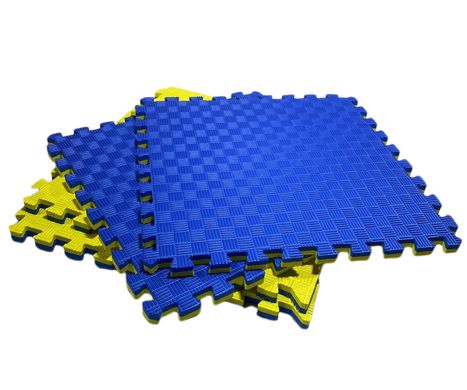 Килимок-пазл "EVA", набір 8 елементів 500х500х20 мм, площа 2 м2. Жовто-синій, NEWDAY