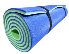 Коврик каремат для йоги, 2сорт Уценка,1800×600×10мм, "Фитнес", двухслойный, синий/зеленый