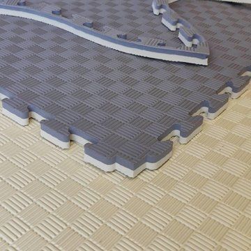 Покриття для дитячої кімнати 1000х1000х20мм, мат татамі ластівчин хвіст, EVA, бежевий/сірий