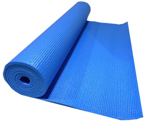 Профессиональный нескользящий коврик для йоги и фитнеса 1730х610х6мм прорезиненный Голубой