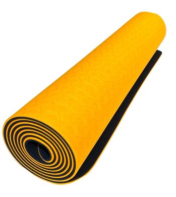 Килимок для йоги 1830×610×6мм, двошаровий, помаранчевий, NEWDAY