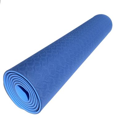 Килимок для йоги 1830×610×6мм, двошаровий, синій, NEWDAY