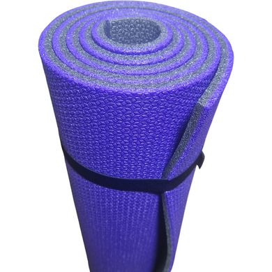 Коврик каремат для йоги и фитнеса 1800×600×10мм, "Фитнес премиум", двухслойный, фиолетовый/черный, Турция