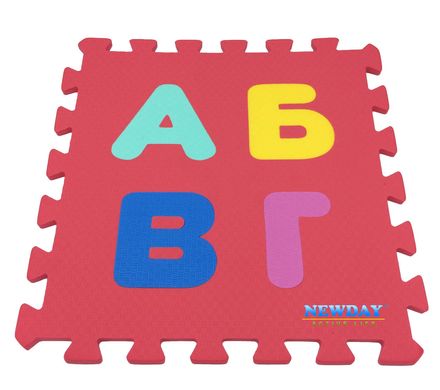 Дитячий розвивальний килимок-пазл "Алфавіт і математика" 30х30 см, 12 елементів, Термоизол-К