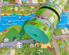 Детский коврик 2500×1200×8мм, «Парковый городок», теплоизоляционный, развивающий, игровой коврик.