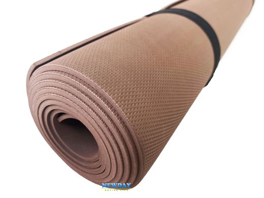 Килимок для йоги та фітнесу «NEWDAY» 1800×600×3мм, EVA, неслизький, коричневий, NEWDAY