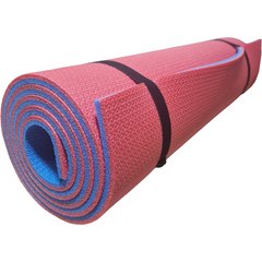 Килимок для йоги та фітнесу 1800×600×10мм, "Фітнес преміум", двошаровий каремат, червоний/синій, Туреччина