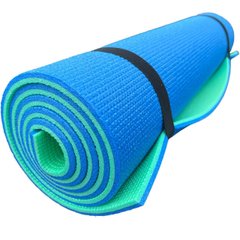 Каремат для йоги и фитнеса 1800х600х10мм, двухслойный коврик «Фитнес», синий/зеленый