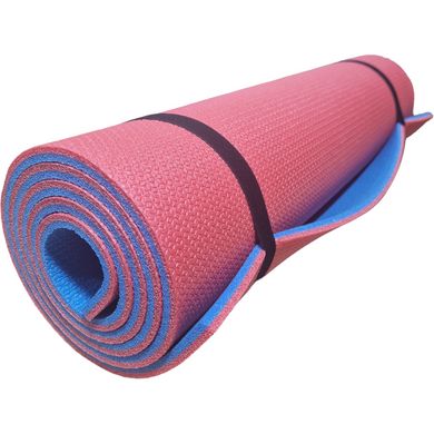 Коврик для йоги и фитнеса 1800×600×10мм, "Фитнес премиум", двухслойный каремат, красный/синий, Турция