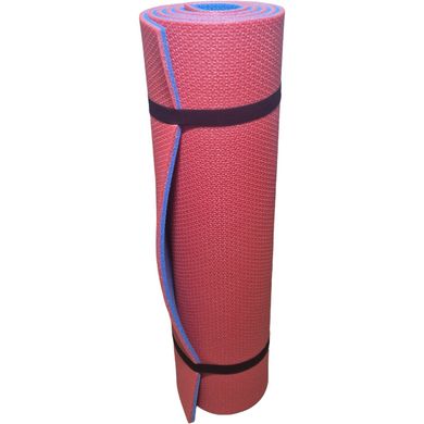 Килимок для йоги та фітнесу 1800×600×10мм, "Фітнес преміум", двошаровий каремат, червоний/синій, Туреччина