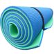 Каремат для йоги та фітнесу 1800х600х10мм, двошаровий килимок «Фітнес», синій/зелений, NEWDAY