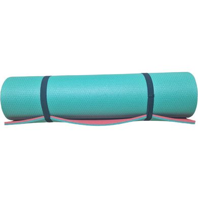 Килимок для йоги та фітнесу 1800×600×10мм, "Фітнес преміум", двошаровий каремат, бірюзовий/червоний, Туреччина
