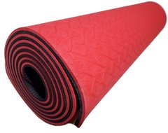 Коврик для йоги 1830×610×6мм, двухслойный, красный