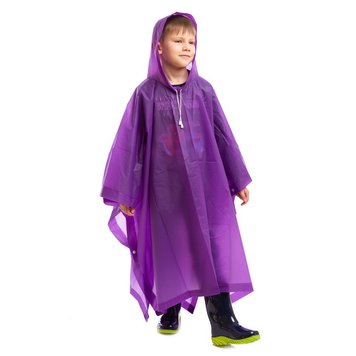 Дощовик пончо дитячий на кнопках, зріст 120-160см, матеріал EVA, фіолетовий, C-1020, NEWDAY