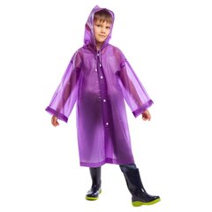 Дощовик дитячий на кнопках, зріст 120-160см, матеріал EVA, фіолетовий, NEWDAY