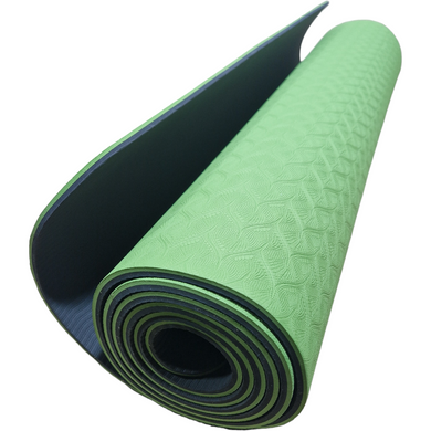Килимок для йоги 1830×610×6 мм, двошаровий, темно-зелений/чорний